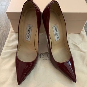 Jimmy Choo Anouk S7 Patent Leather Pump in Claret